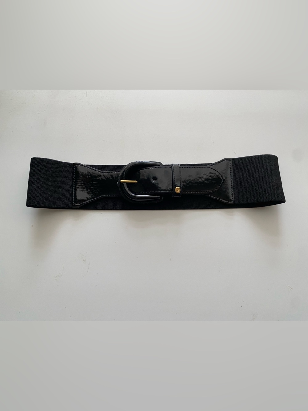 Vintage Liz Claiborne Black Patent Faux Leather Belt Size M